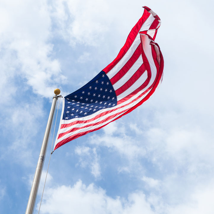 American Flying on Flag Pole